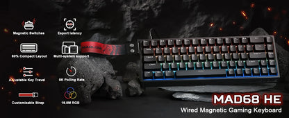 YUNZII x MADLIONS MAD68 HE Gaming Keyboard | 65% Magnetic, 8K Rapid Trigger
