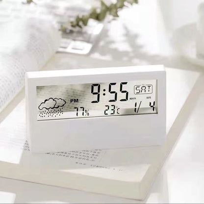 LED Desktop Alarm Clock with Thermo-Hygrometer and Weather Display