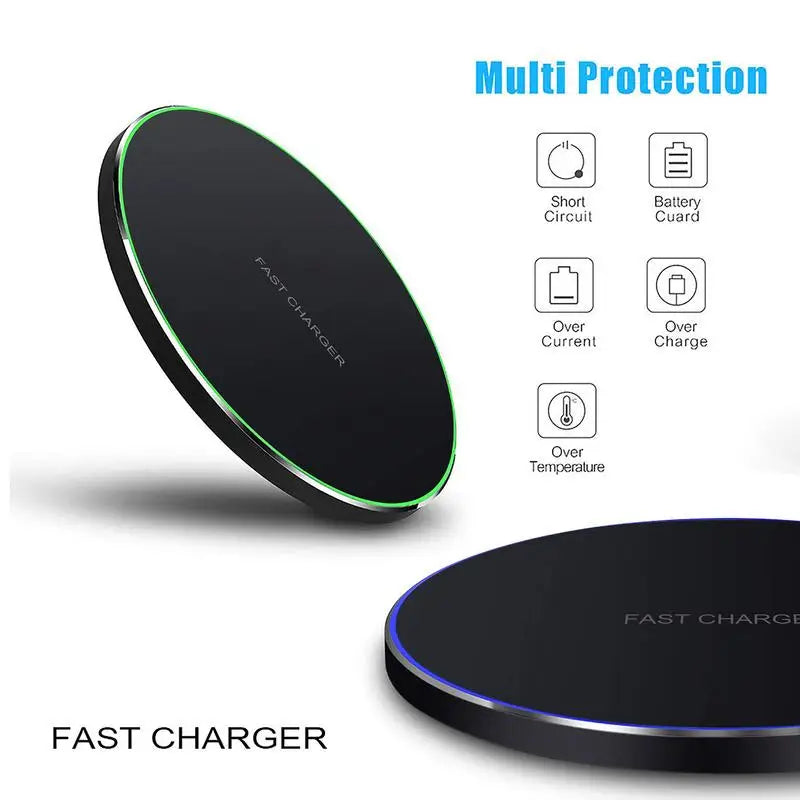 15W Max Wireless Fast Charger Pad | Safe, High-Speed Charging for Phones