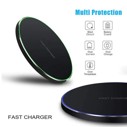 15W Max Wireless Fast Charger Pad | Safe, High-Speed Charging for Phones