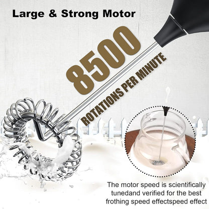 USB Rechargeable Electric Milk Frother (3 Speeds) for Coffee