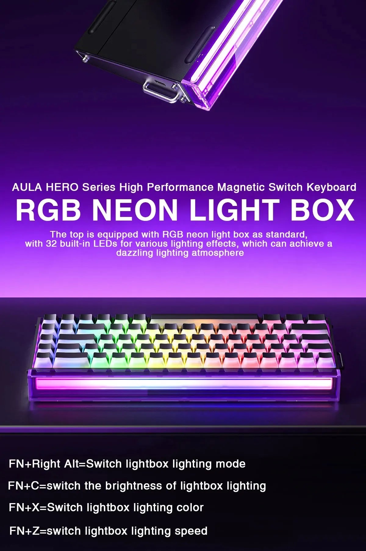 AULA HERO 68HE Customizable Mechanical Keyboard | RGB Backlit, Magnetic Switches
