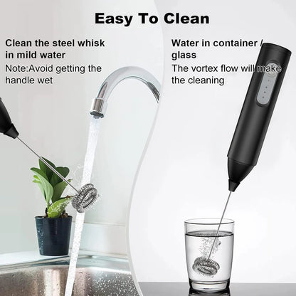 USB Rechargeable Electric Milk Frother (3 Speeds) for Coffee