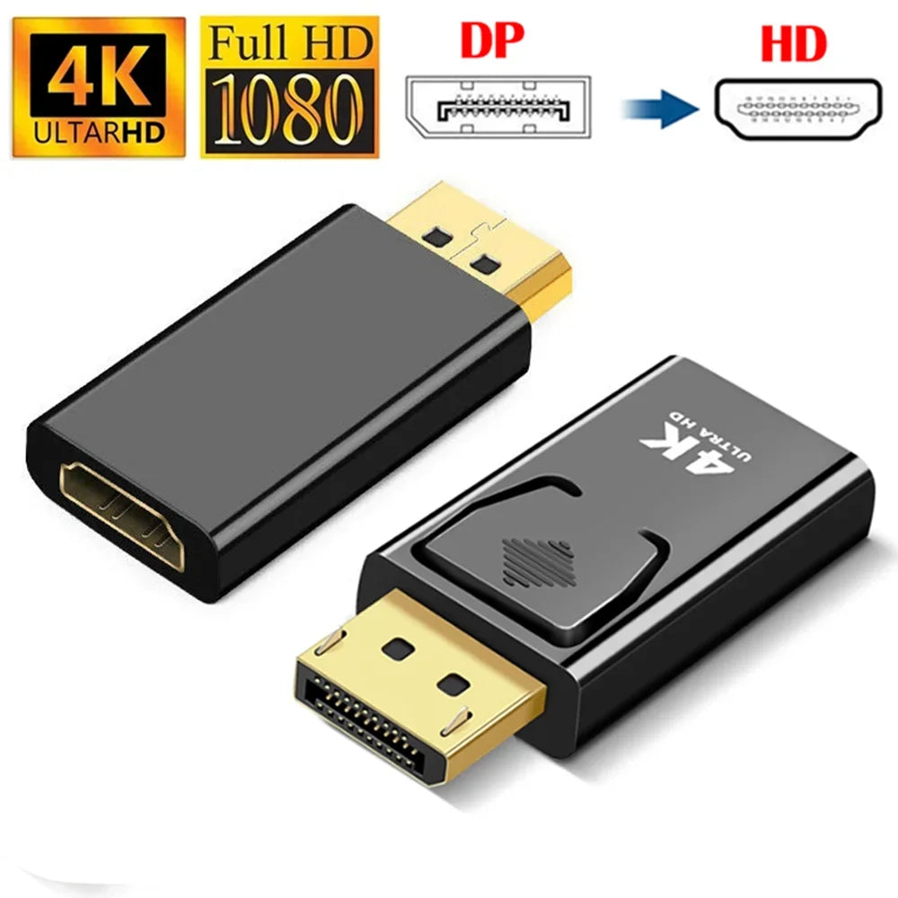 4K DP Male to HDMI Female Adapter | DisplayPort Converter for HDTV/Monitor