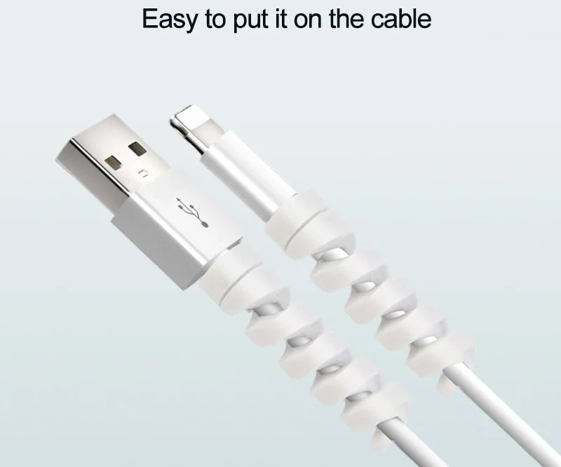 10pcs Silicone Cable Protectors | Spiral Cord Savers for USB Charger Cables