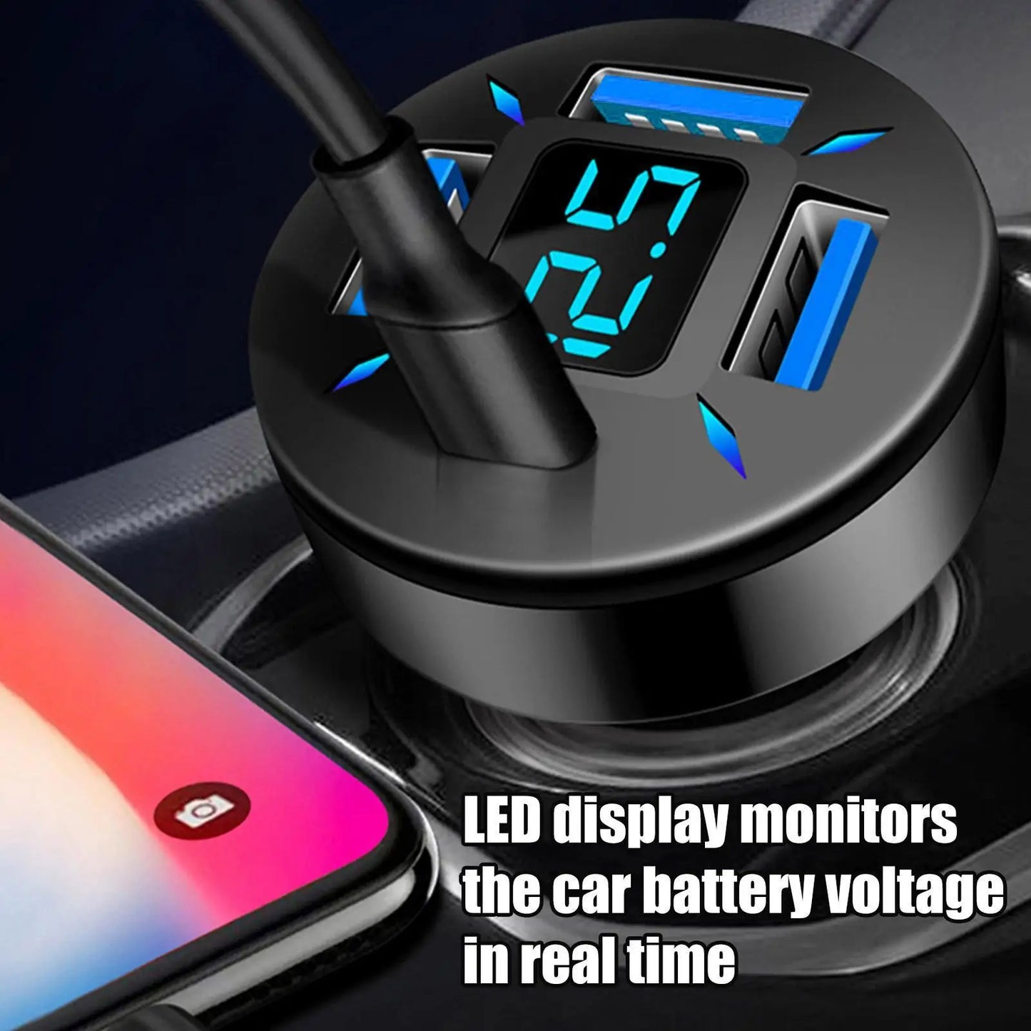 66W Fast Car Charger Adapter | 4-Port USB A & USB C Quick Charging