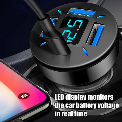 66W Fast Car Charger Adapter | 4-Port USB A & USB C Quick Charging