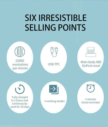 Adult 6 Mode Rotating Electric Toothbrush | USB Rechargeable with Timer Function