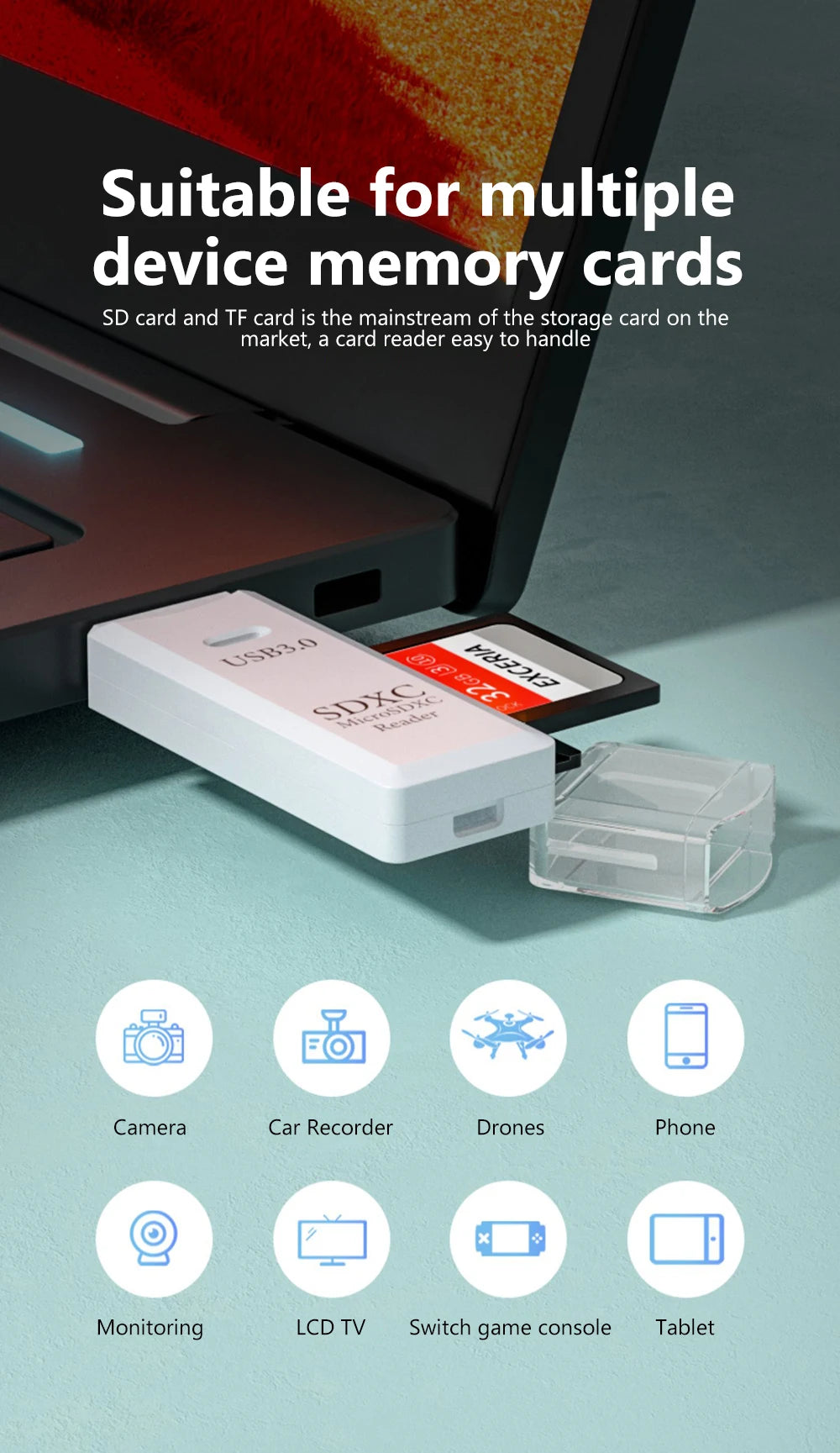 High-Speed USB 3.0 (2-in-1) SD/Micro SD Card Reader