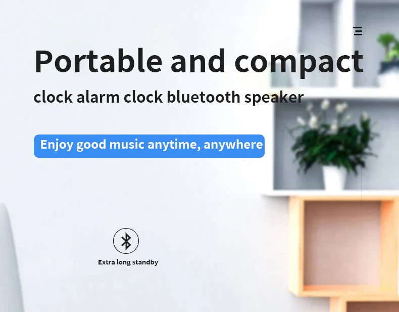 G50 Mini Bluetooth Speaker | Mirror LED Alarm Clock & FM Radio