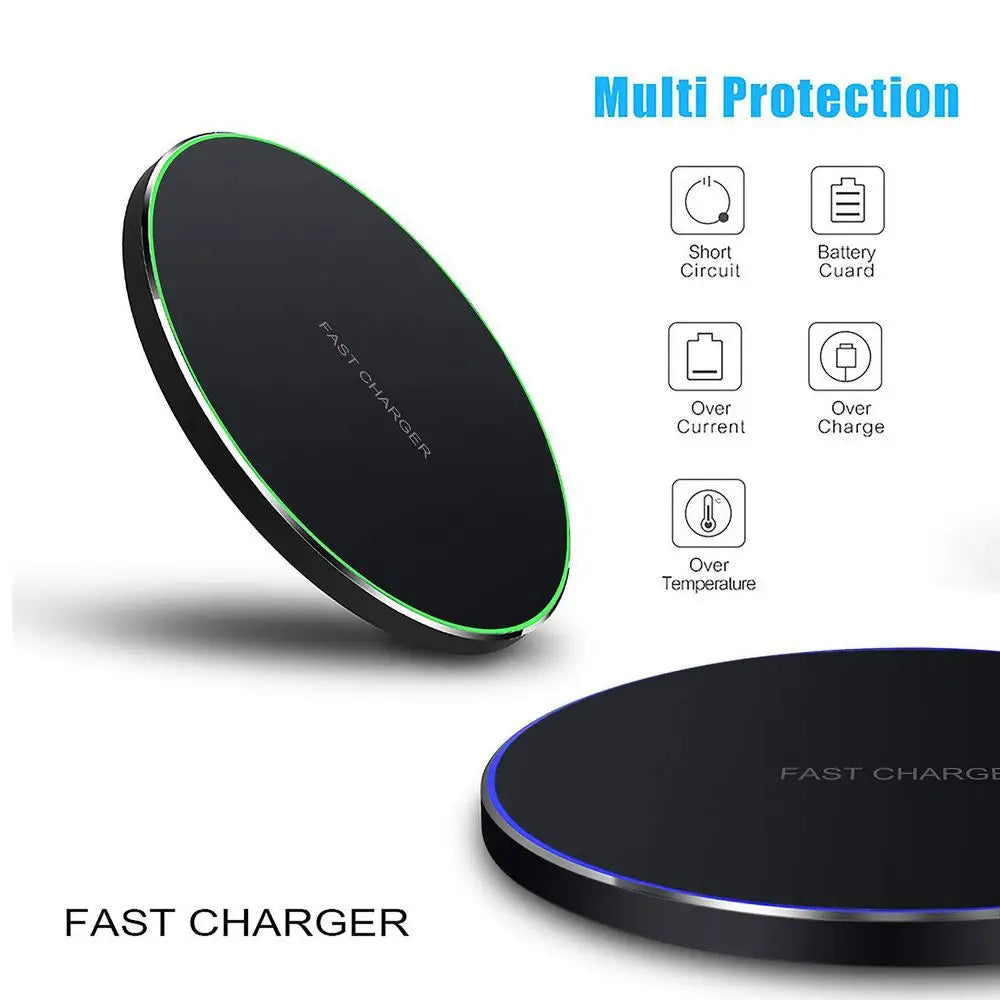15W Max Wireless Fast Charger Pad | Safe, High-Speed Charging for Phones