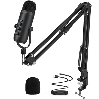 Haomuren USB Studio Condenser Mic Kit for Streaming | Cardioid with Boom Arm