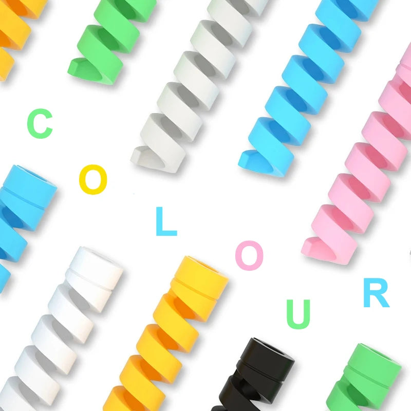 10pcs Silicone Cable Protectors | Spiral Cord Savers for USB Charger Cables