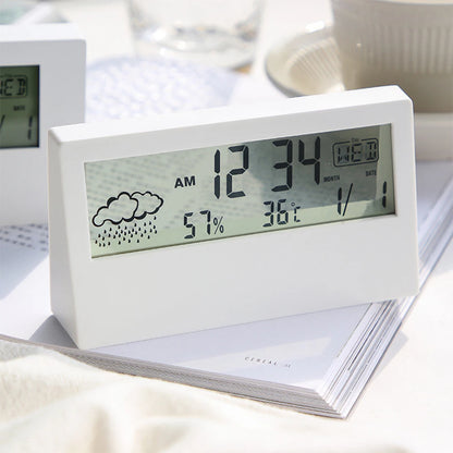 LED Desktop Alarm Clock with Thermo-Hygrometer and Weather Display