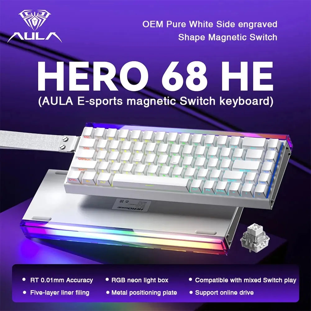 AULA HERO 68HE Customizable Mechanical Keyboard | RGB Backlit, Magnetic Switches