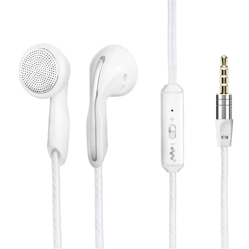 3.5mm Wired In-Ear Flat Earbuds with Microphone and Stereo Bass