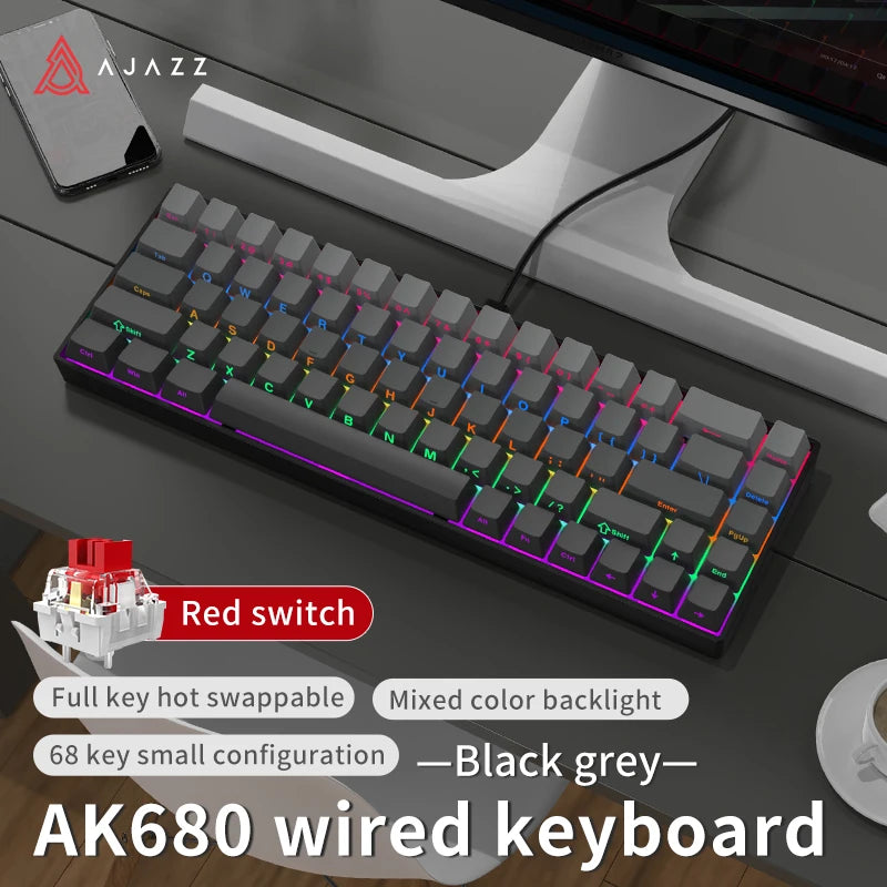 AJAZZ AK680 Mechanical Gaming Keyboard (Hot Swap / Wireless)