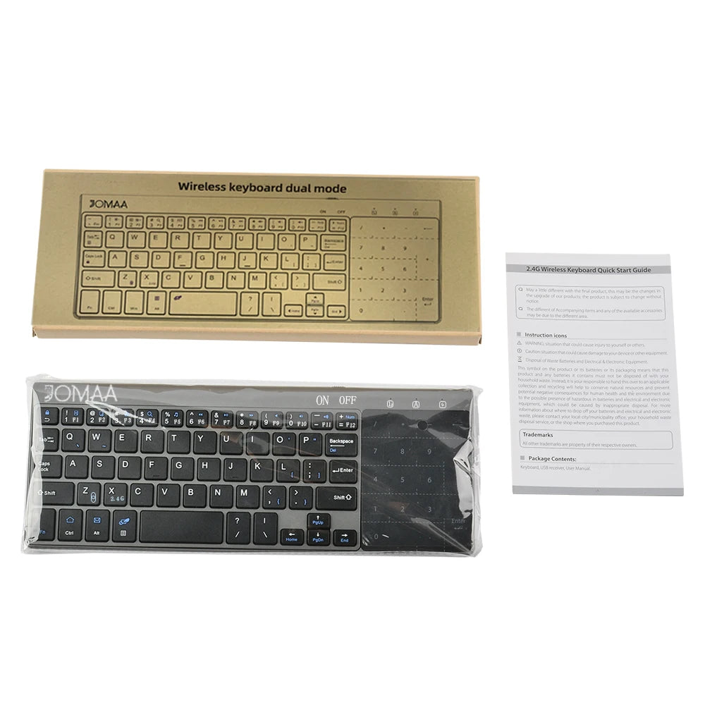 Portable Mini Wireless Keyboard with Touchpad (2.4G/Bluetooth)