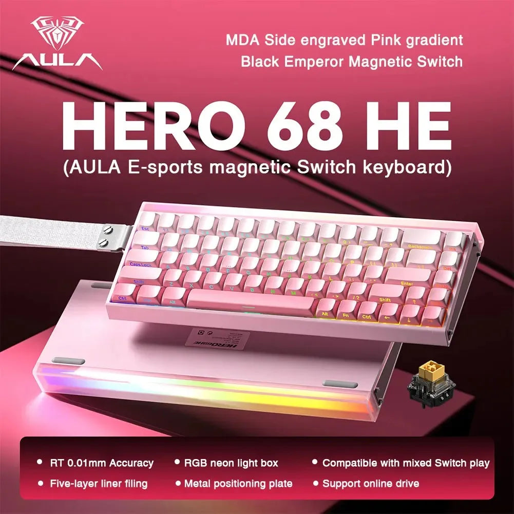 AULA HERO 68HE Customizable Mechanical Keyboard | RGB Backlit, Magnetic Switches