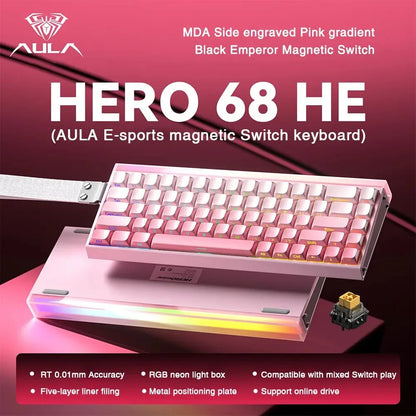 AULA HERO 68HE Customizable Mechanical Keyboard | RGB Backlit, Magnetic Switches