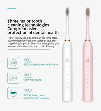 Sonic Electric Toothbrush (6 Modes, USB Rechargeable, IPX7 Waterproof)