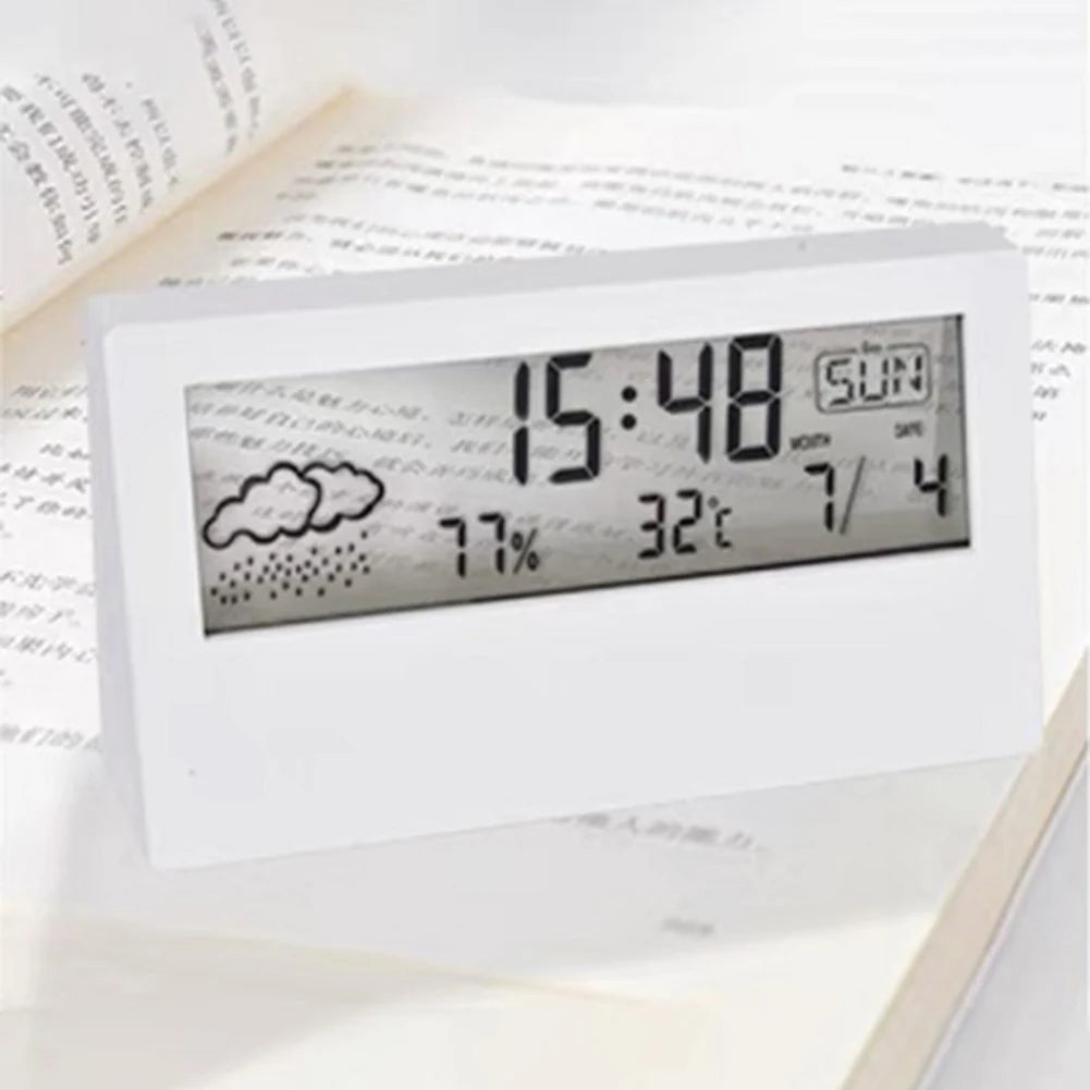 LED Desktop Alarm Clock with Thermo-Hygrometer and Weather Display