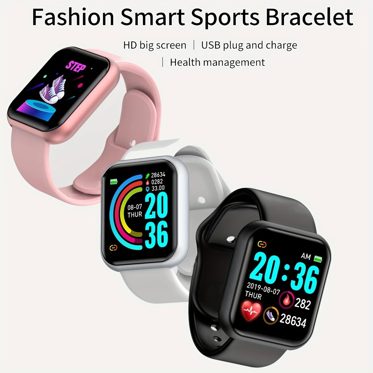 Unisex Smartwatch & Fitness Tracker for Android/iOS (Message Sync)