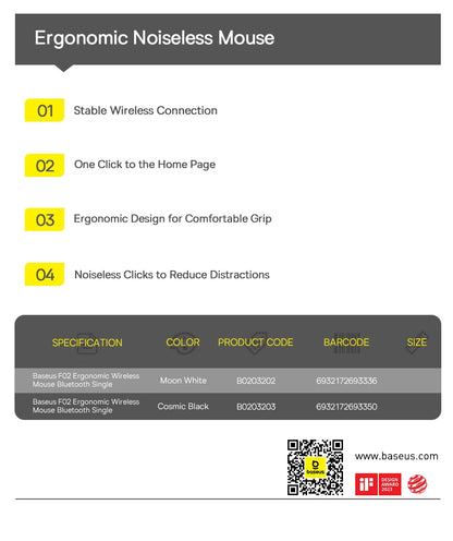 BASEUS Wireless Bluetooth 5.3 Mouse | Ergonomic, 7 Silent Buttons for PC/Laptop