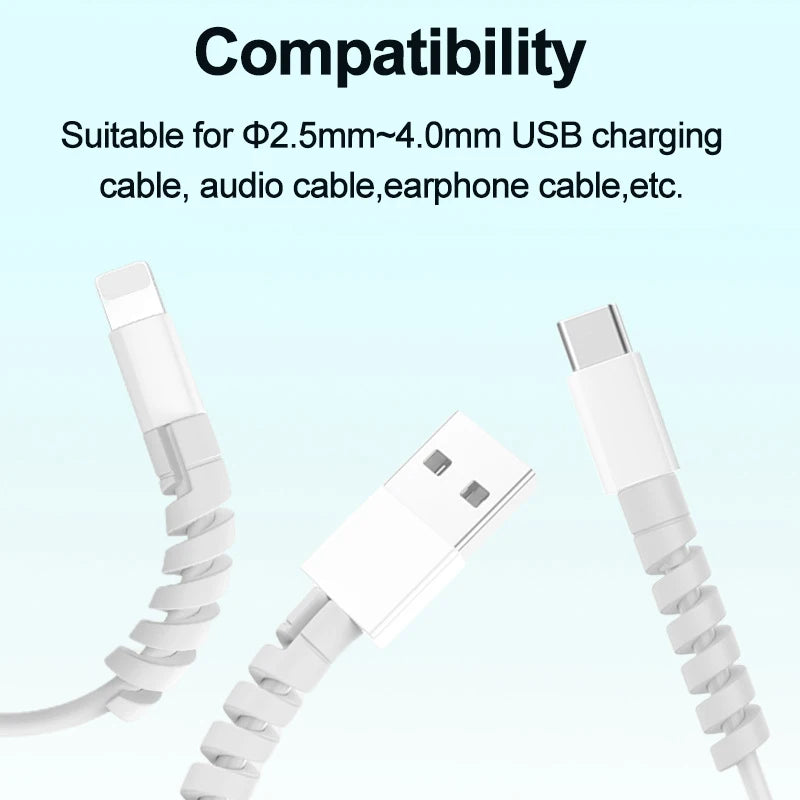 10pcs Silicone Cable Protectors | Spiral Cord Savers for USB Charger Cables