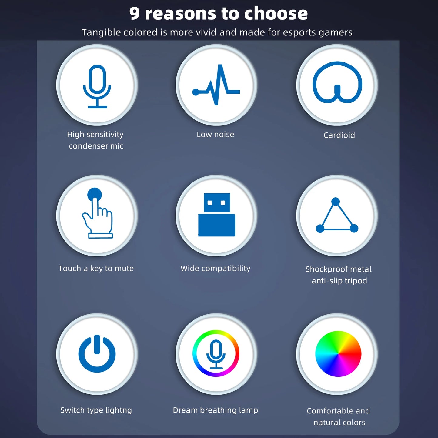 USB Condenser Microphone Kit with RGB Light for PC Streaming