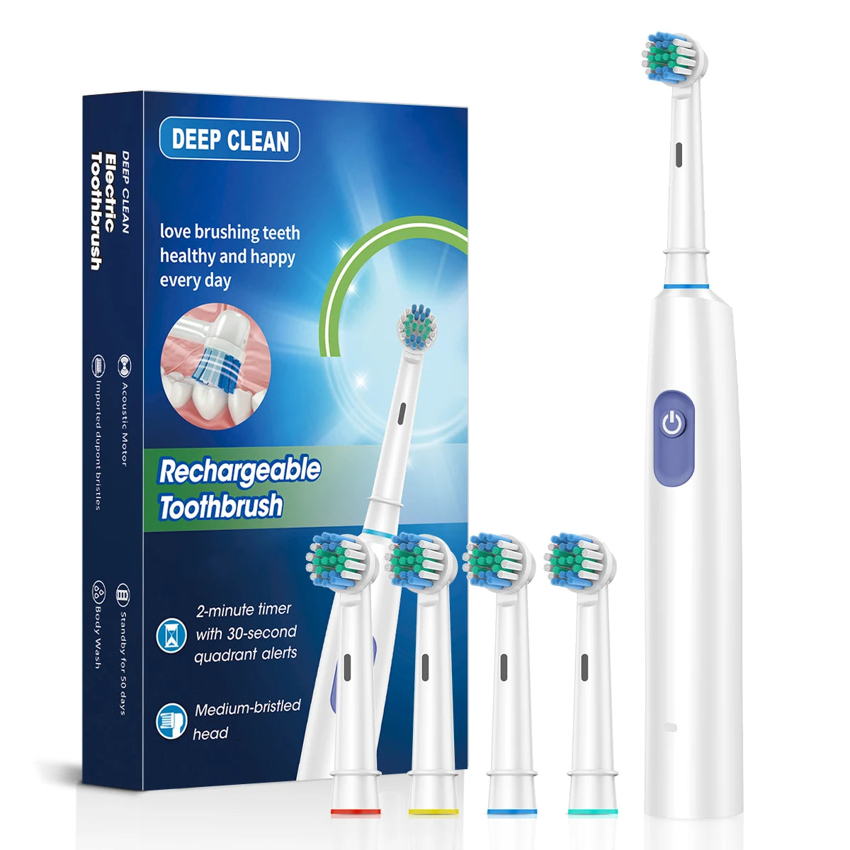 Adult 6 Mode Rotating Electric Toothbrush | USB Rechargeable with Timer Function