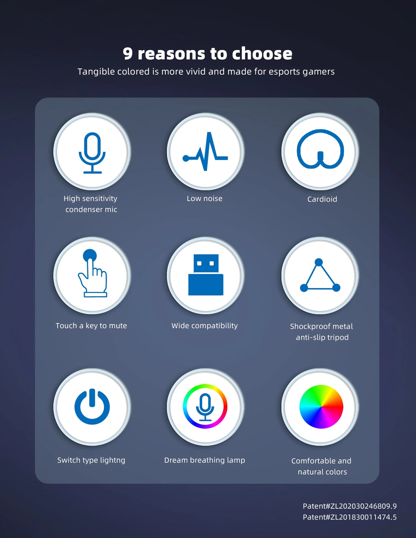 USB Condenser Microphone Kit with RGB Light for PC Streaming