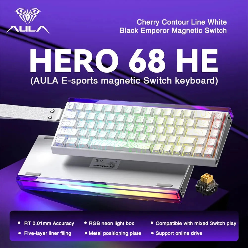 AULA HERO 68HE Customizable Mechanical Keyboard | RGB Backlit, Magnetic Switches