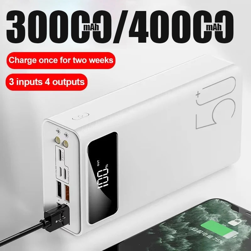30000mAh/40000mAh Power Bank | Portable QC Fast Charging External Battery