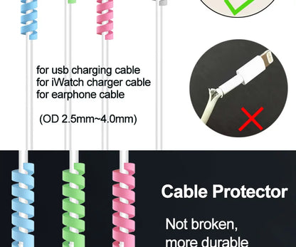 10pcs Silicone Cable Protectors | Spiral Cord Savers for USB Charger Cables