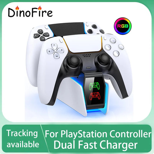 DinoFire PS5 Slim Cooling and Dual Controller Charger Station