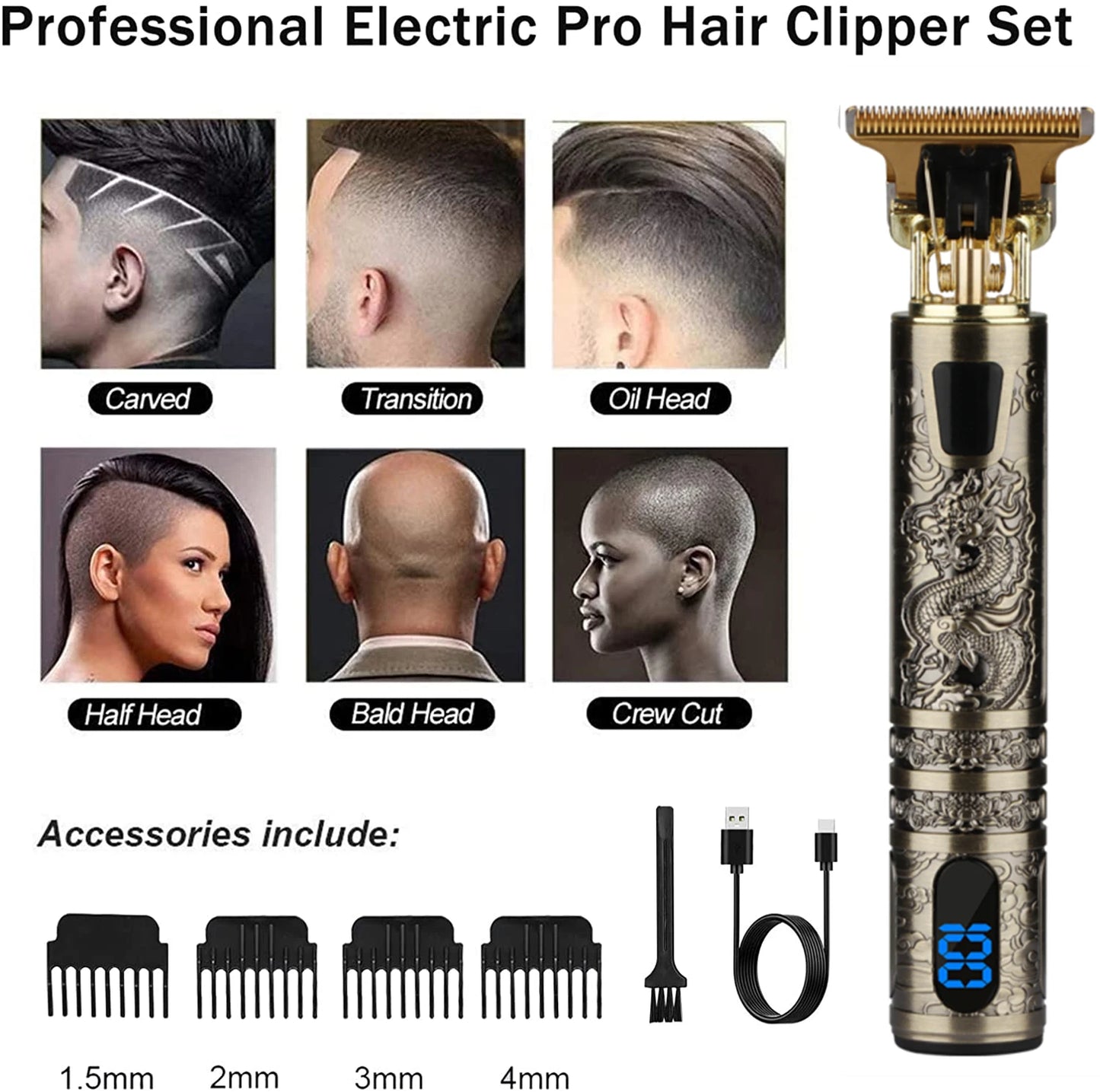 T9 LCD Precision Hair Trimmer and Clipper for Men