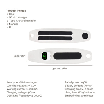 8 Mode Cordless EMS Wrist Massager | Carpal Tunnel & Tenosynovitis Relief Device