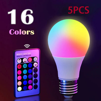 Smart RGB LED E27 Bulb (16 Colors, Dimmable, 24-Key Remote)