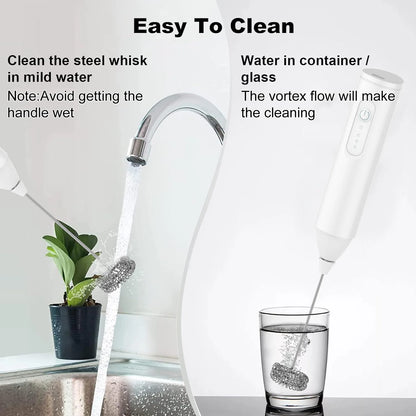 USB Rechargeable Electric Milk Frother (3 Speeds) for Coffee