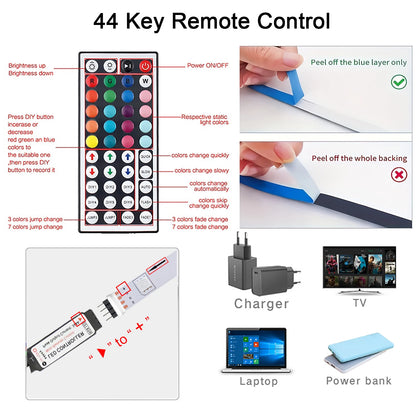 RGB LED Strip Light w/ 44-Key Remote (Multi-Length Decor)