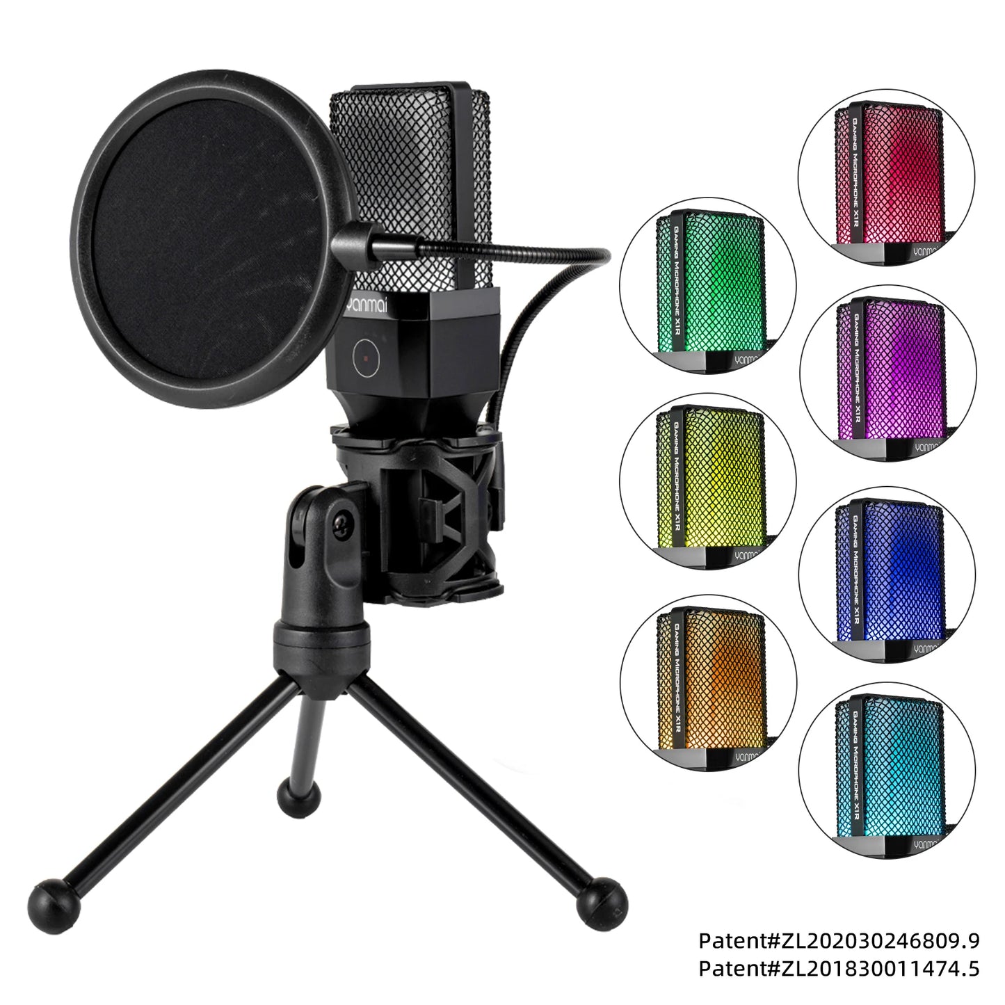 USB Condenser Microphone Kit with RGB Light for PC Streaming