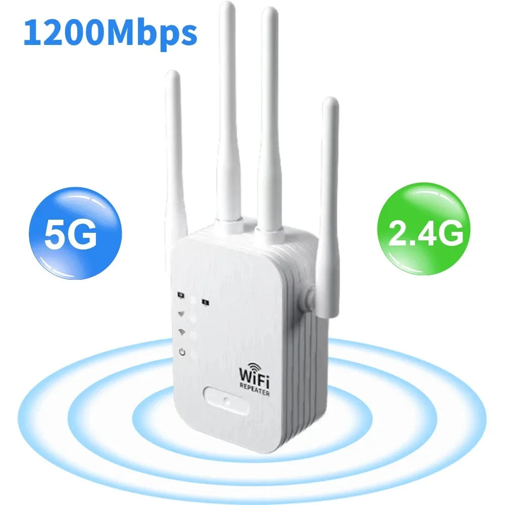 1200Mbps Dual Band WiFi Repeater | 2.4G/5Ghz Extender and Signal Booster