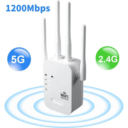 1200Mbps Dual Band WiFi Repeater | 2.4G/5Ghz Extender and Signal Booster