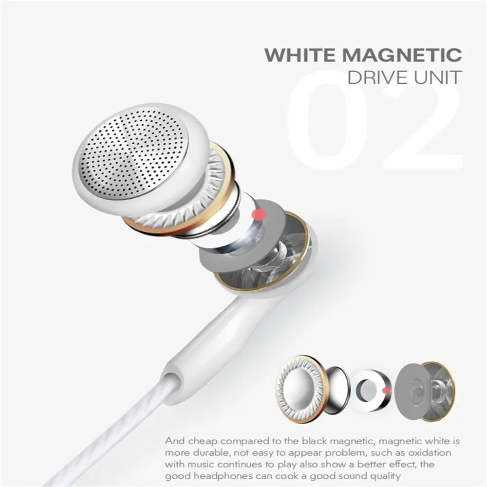 3.5mm Wired In-Ear Flat Earbuds with Microphone and Stereo Bass