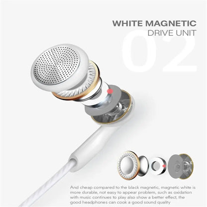 3.5mm Wired In-Ear Flat Earbuds with Microphone and Stereo Bass