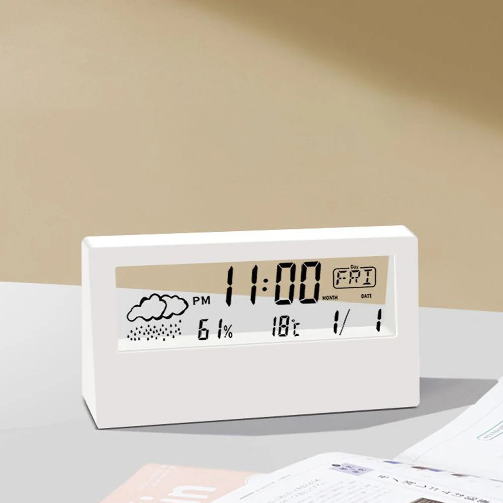 LED Desktop Alarm Clock with Thermo-Hygrometer and Weather Display
