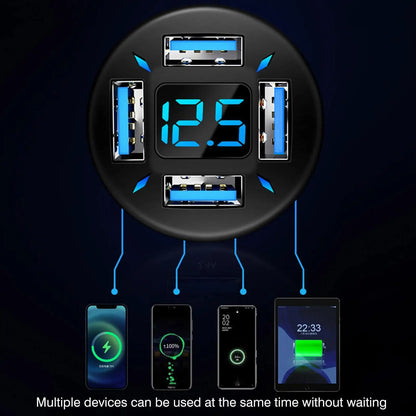 66W Fast Car Charger Adapter | 4-Port USB A & USB C Quick Charging