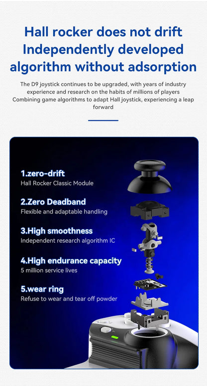 D9 Wireless Dual Hall Game Controller | Phone, Tablet, PC, Switch, PS3/PS4