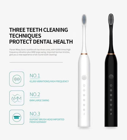 Sonic Electric Toothbrush (6 Modes, USB Rechargeable, IPX7 Waterproof)